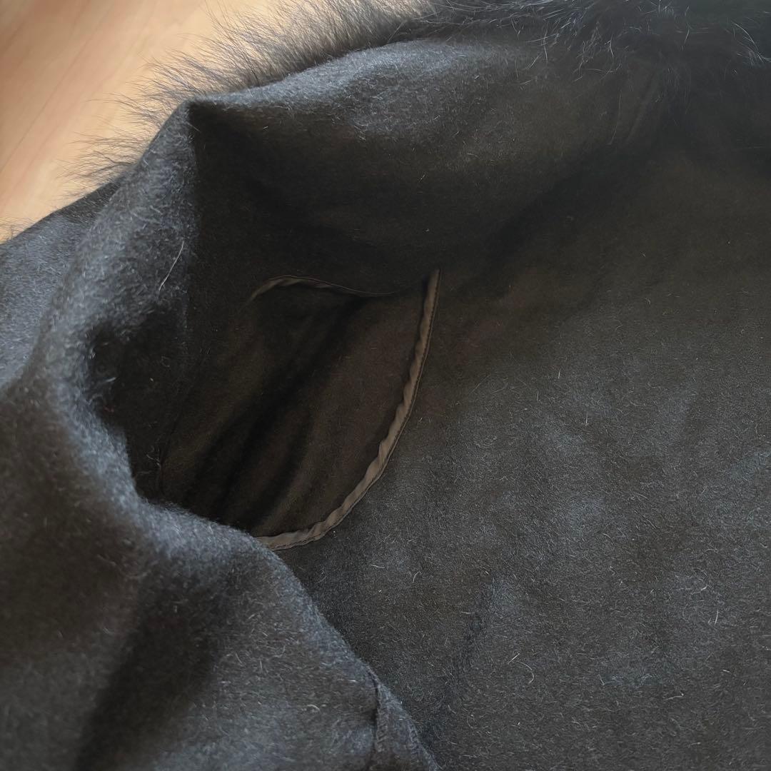 美品 カシミヤ100% フォックスファー ポンチョ ブラック