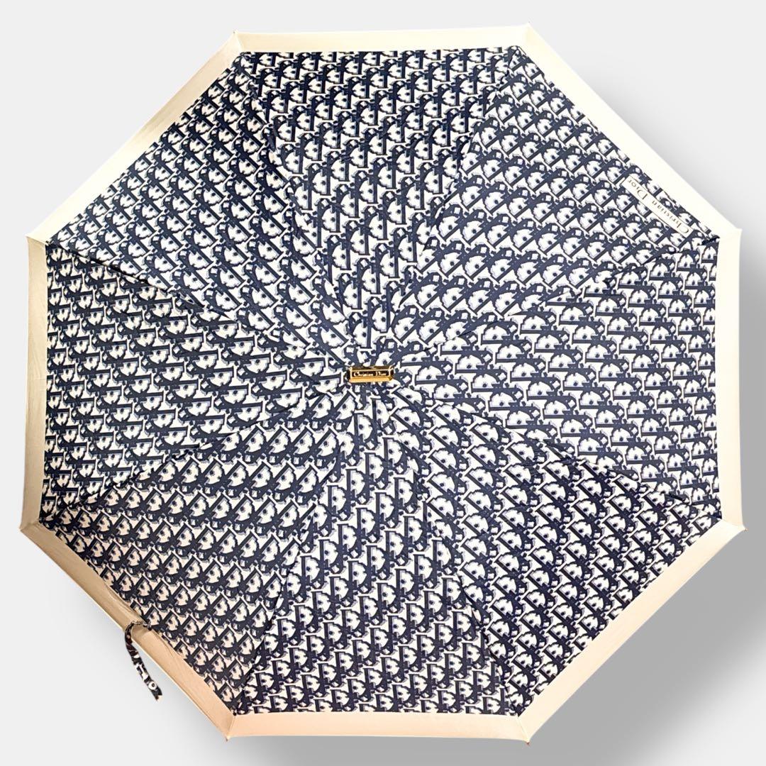 未使用品 ディオール 折りたたみ傘 トロッター オブリーク コンパクト ネイビー