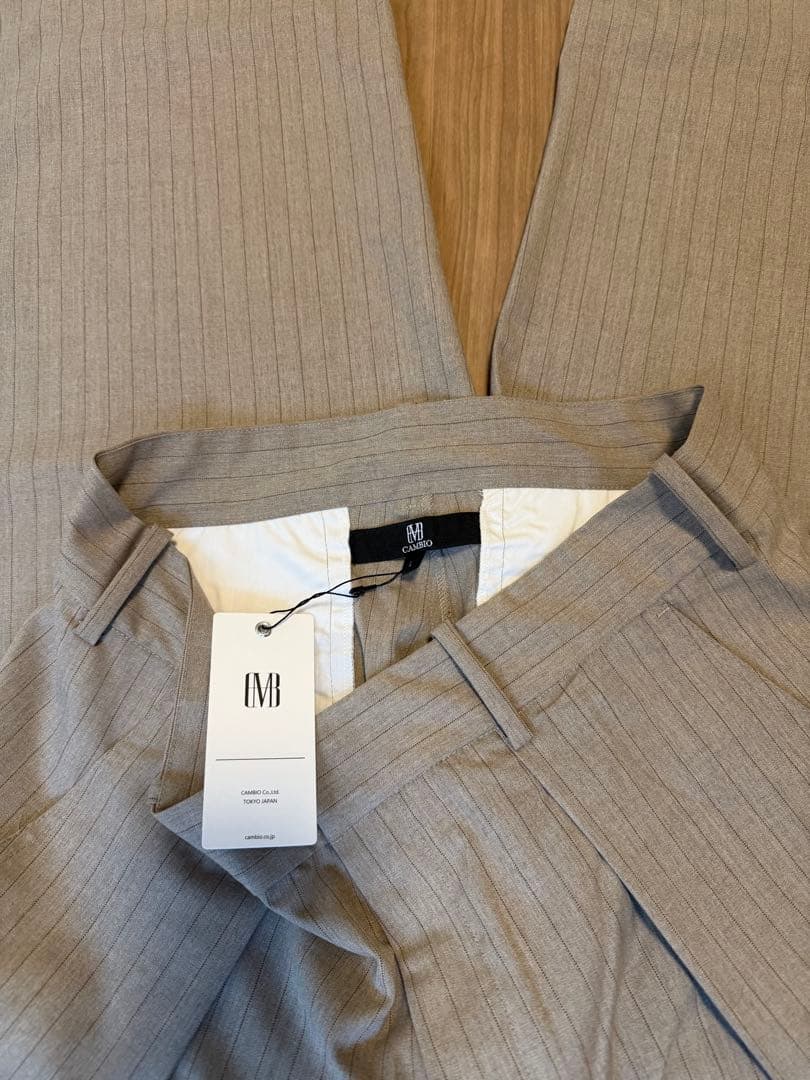 【新品】　CAMBIO（カンビオ）メンズ　ストライプワイドスラックス