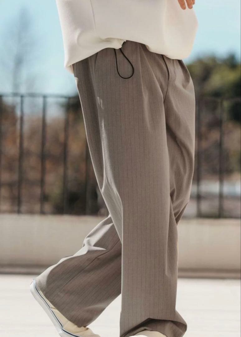 【新品】　CAMBIO（カンビオ）メンズ　ストライプワイドスラックス