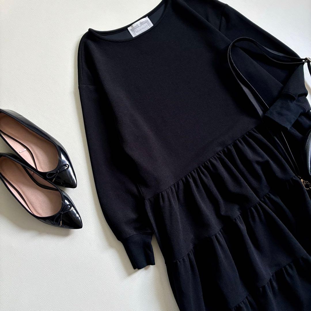 ◆美品◆ビアズリー◆2.5万◆ドライタッチティアードチュニック◆黒ブラック◆F