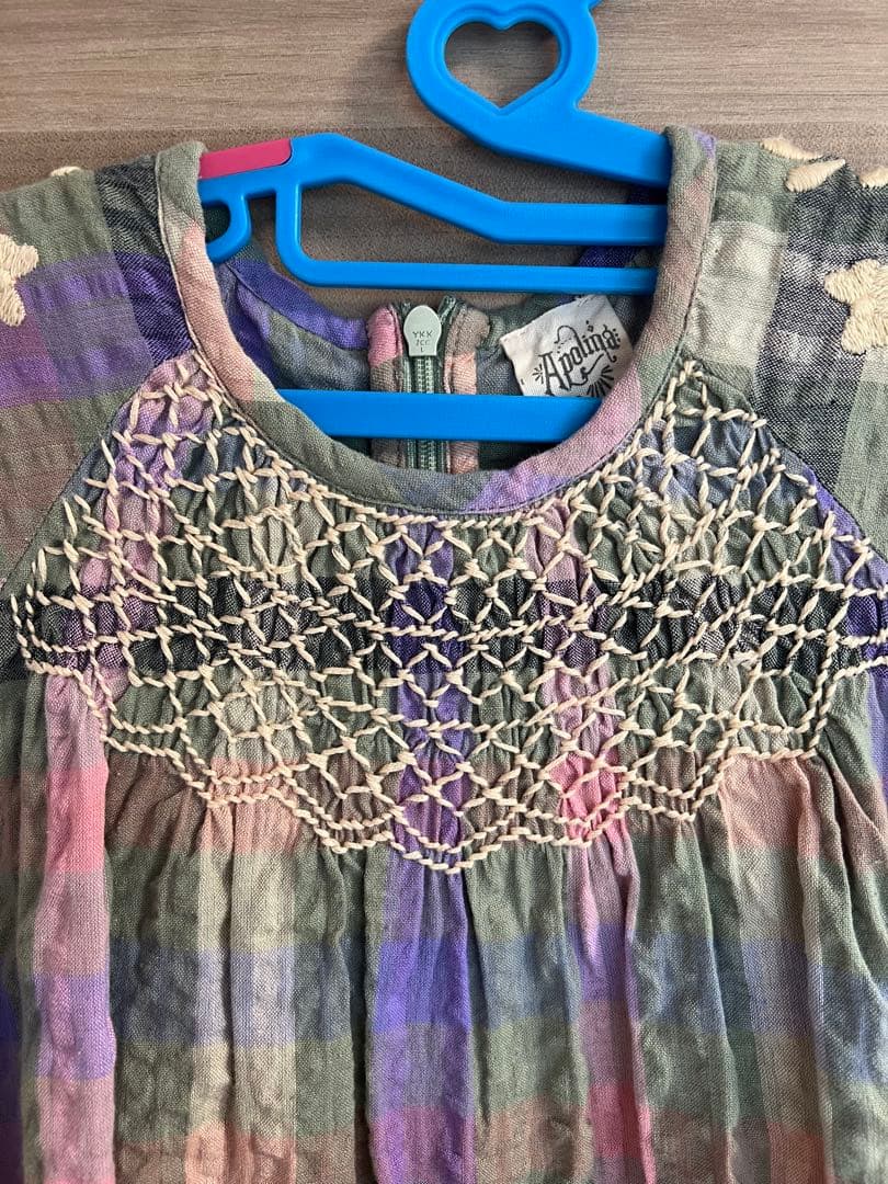 美品　Apolina Iris smock picninc check 5-7Y