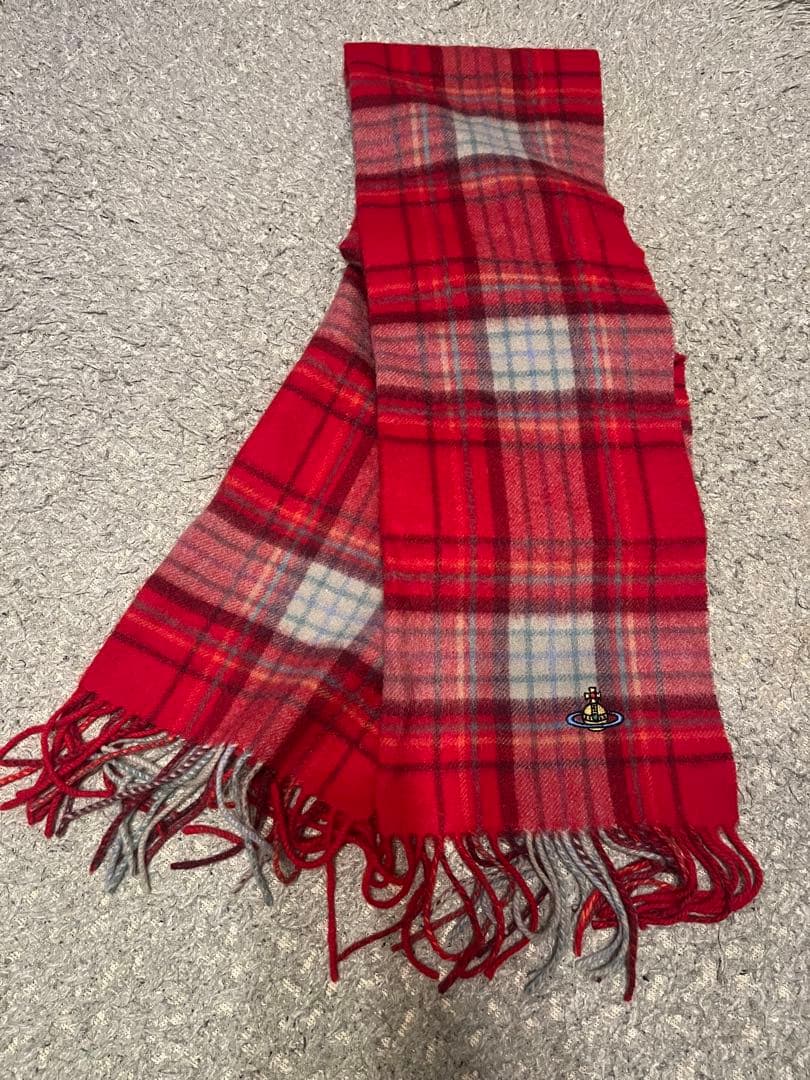 Vivienne Westwood カシミアレッドチェックマフラー