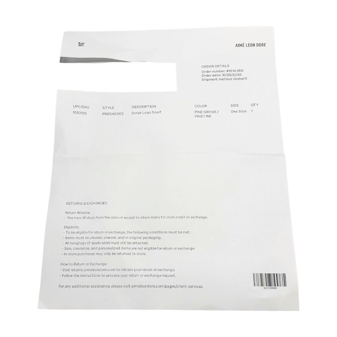 新品 Aime Leon Dore Wool Script Scarf マフラー