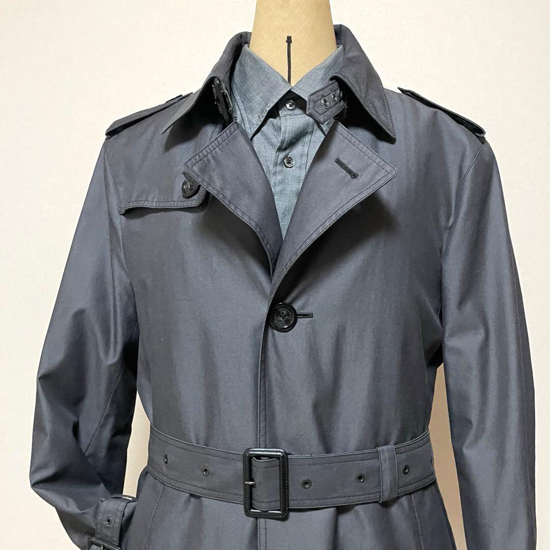 極美品✨バーバリーブラックレーベル トレンチコートLグレー ライナー付 チェック