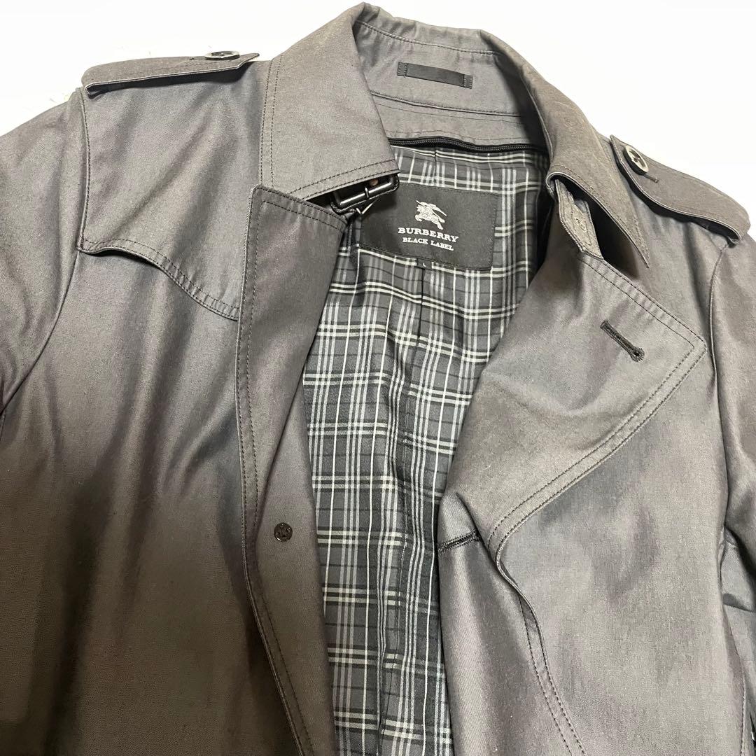 極美品✨バーバリーブラックレーベル トレンチコートLグレー ライナー付 チェック