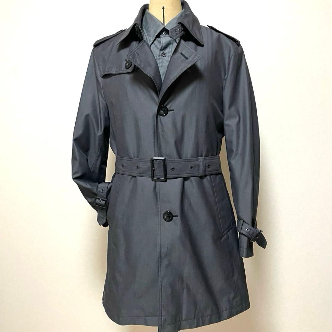 極美品✨バーバリーブラックレーベル トレンチコートLグレー ライナー付 チェック