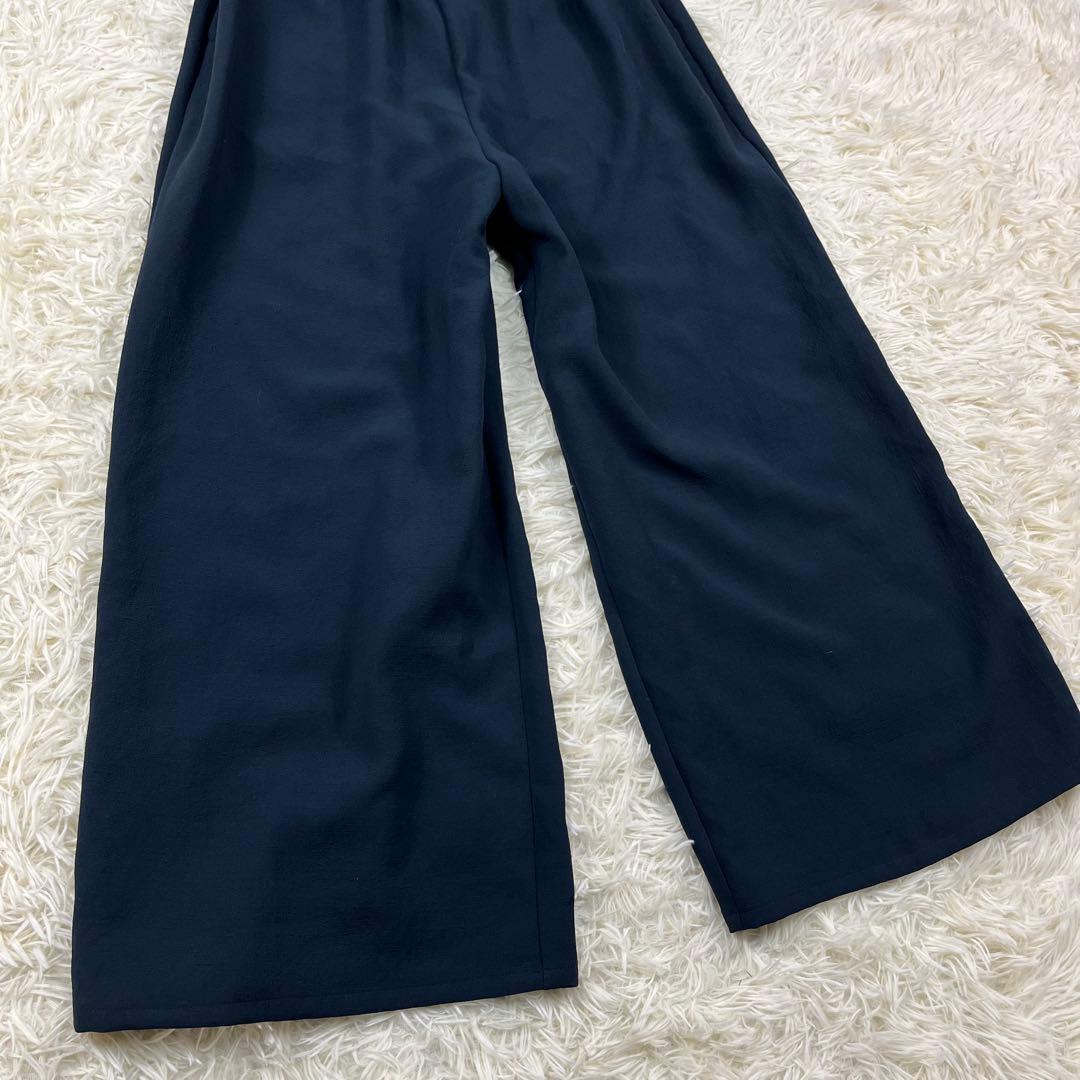 【新品未使用】 NOBLE ダブルクレープスリーブレスオールインワン 紺