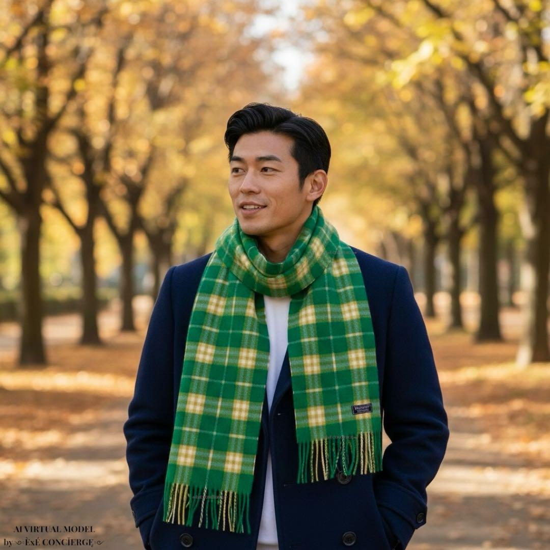 バーバリー クラフトフィニッシュ タータンチェックピュアカシミヤソフトマフラー