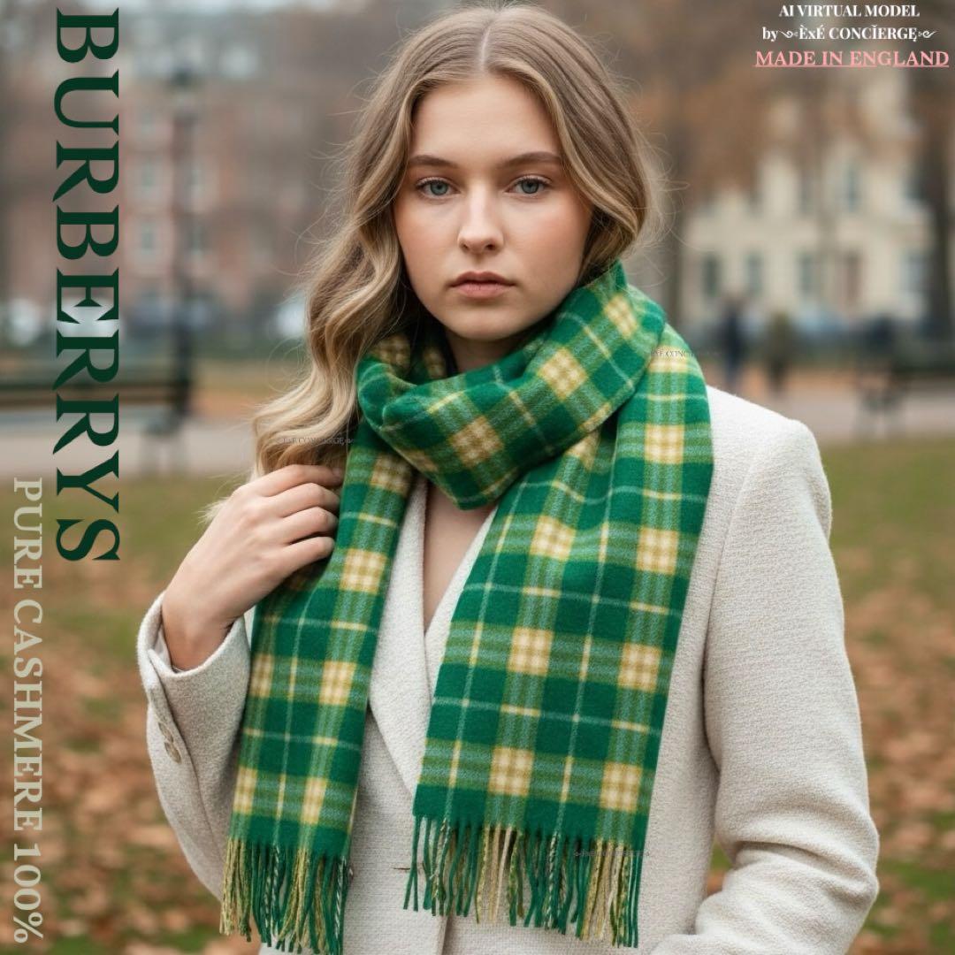 バーバリー クラフトフィニッシュ タータンチェックピュアカシミヤソフトマフラー