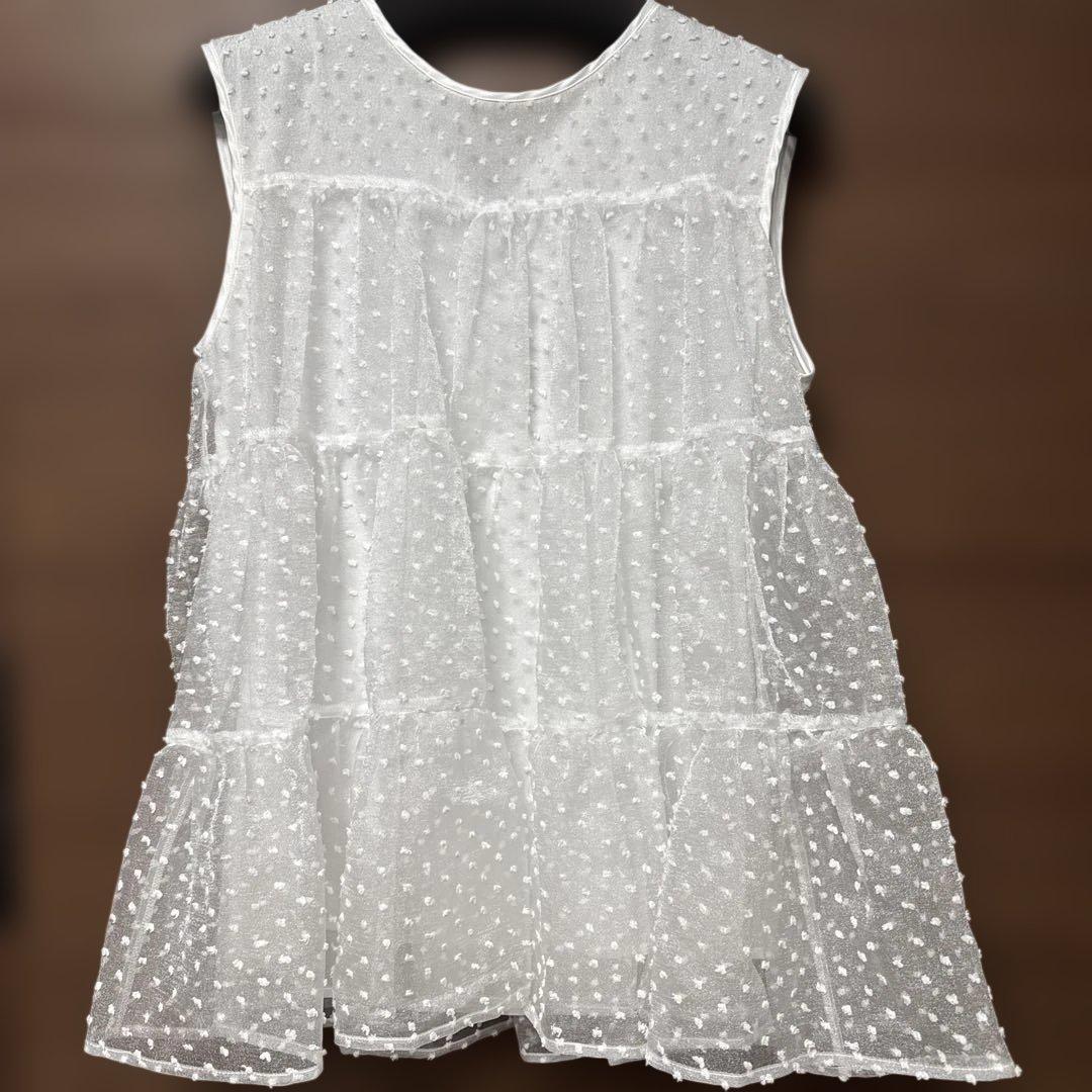 trefle+1 トレフル シアードットフェアリートップス ホワイト