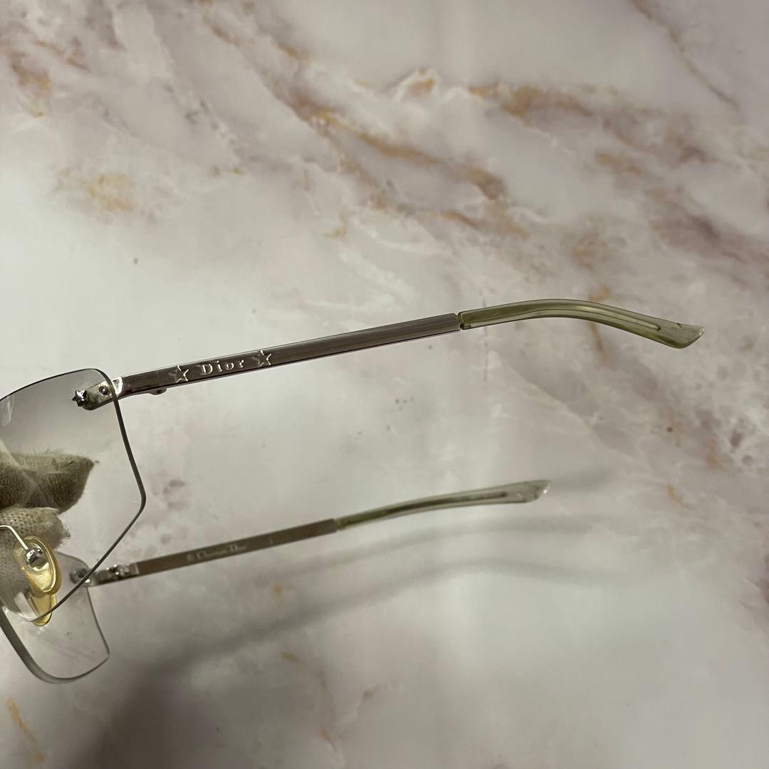 dior リムレス ツーポイント y2k レトロ モード サングラス ケース付き