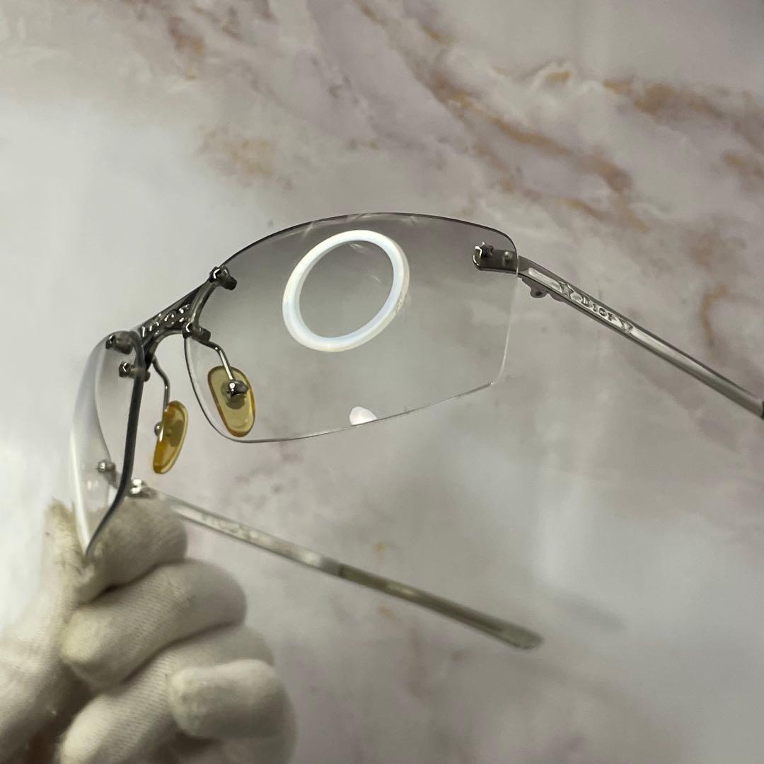 dior リムレス ツーポイント y2k レトロ モード サングラス ケース付き