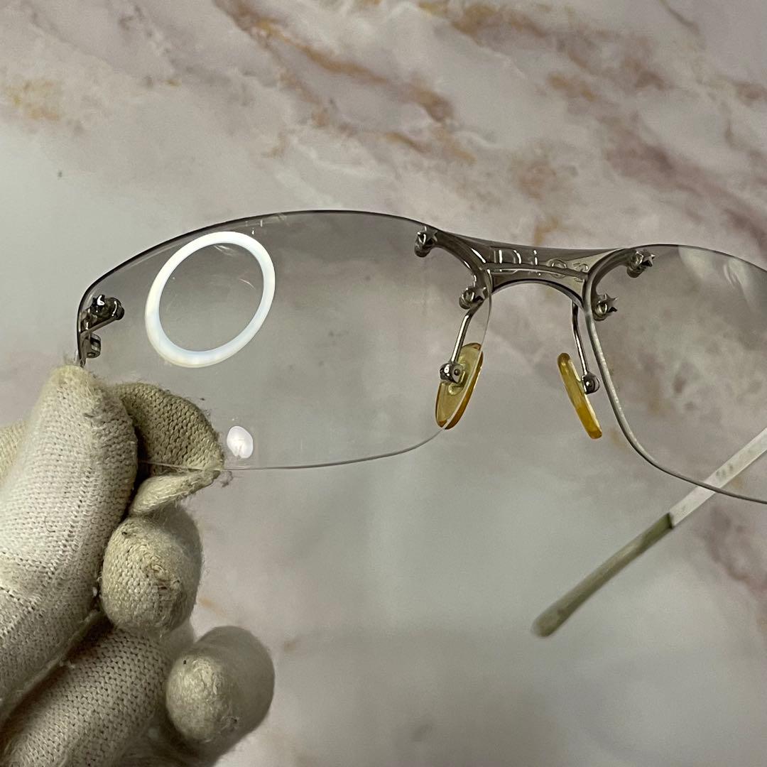 dior リムレス ツーポイント y2k レトロ モード サングラス ケース付き