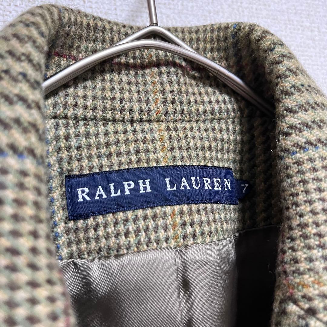 美品　ヴィンテージ　ラルフローレン　ウッドボタン　千鳥　ウール　ジャケット