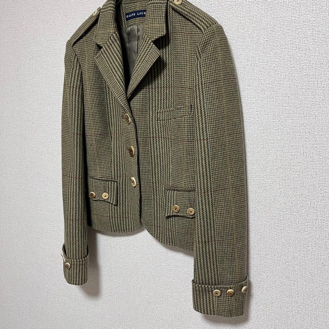 美品　ヴィンテージ　ラルフローレン　ウッドボタン　千鳥　ウール　ジャケット