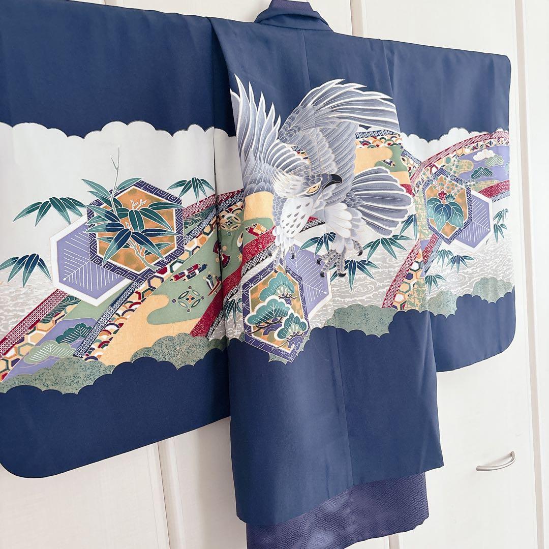 七五三　5歳　７歳　男児　男の子　羽織　袴セット　懐剣　角帯　着物　雪駄　紺