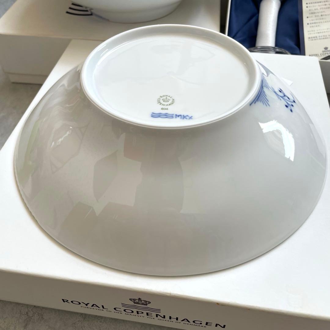 ロイヤルコペンハーゲンブルーエレメンツ ディープ プレート2枚＋ワイングラス2脚