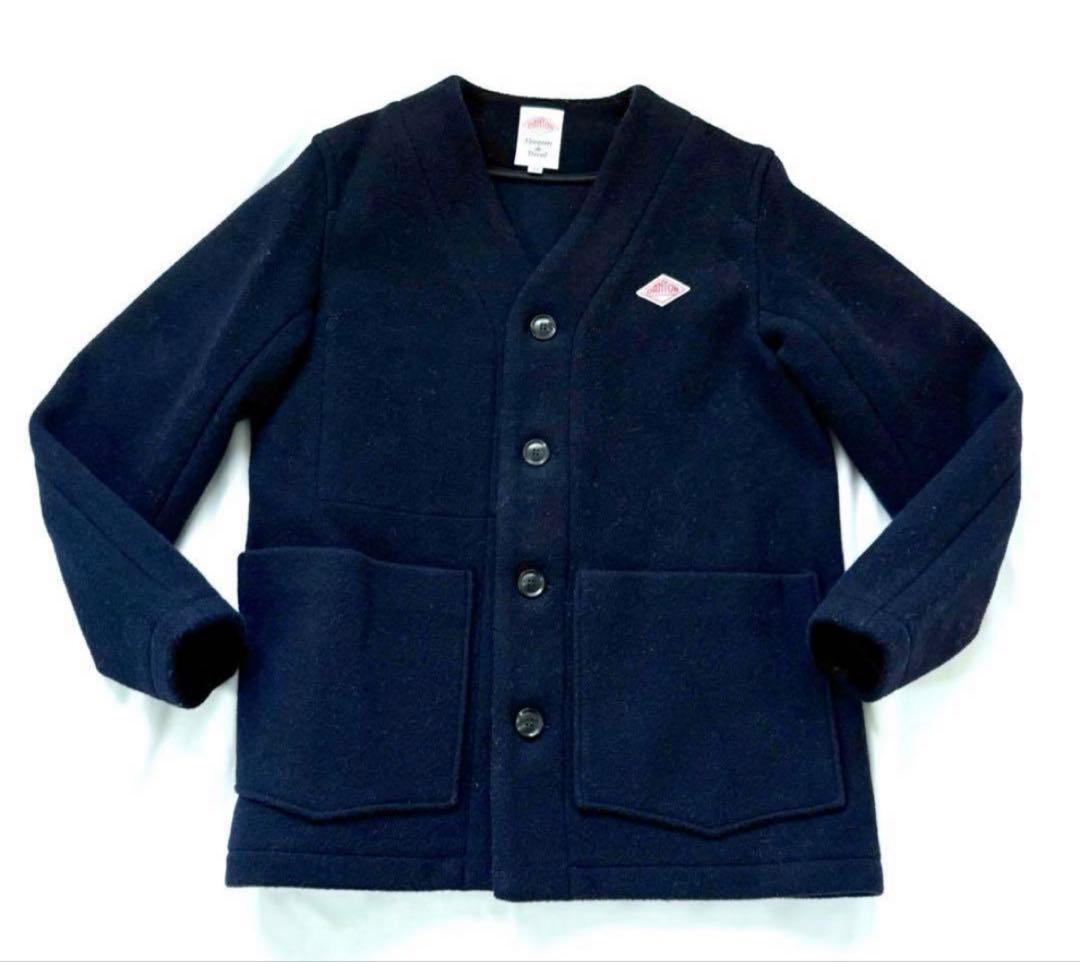 ダントン◾️ウールモッサノーカラージャケットカラーレスコート