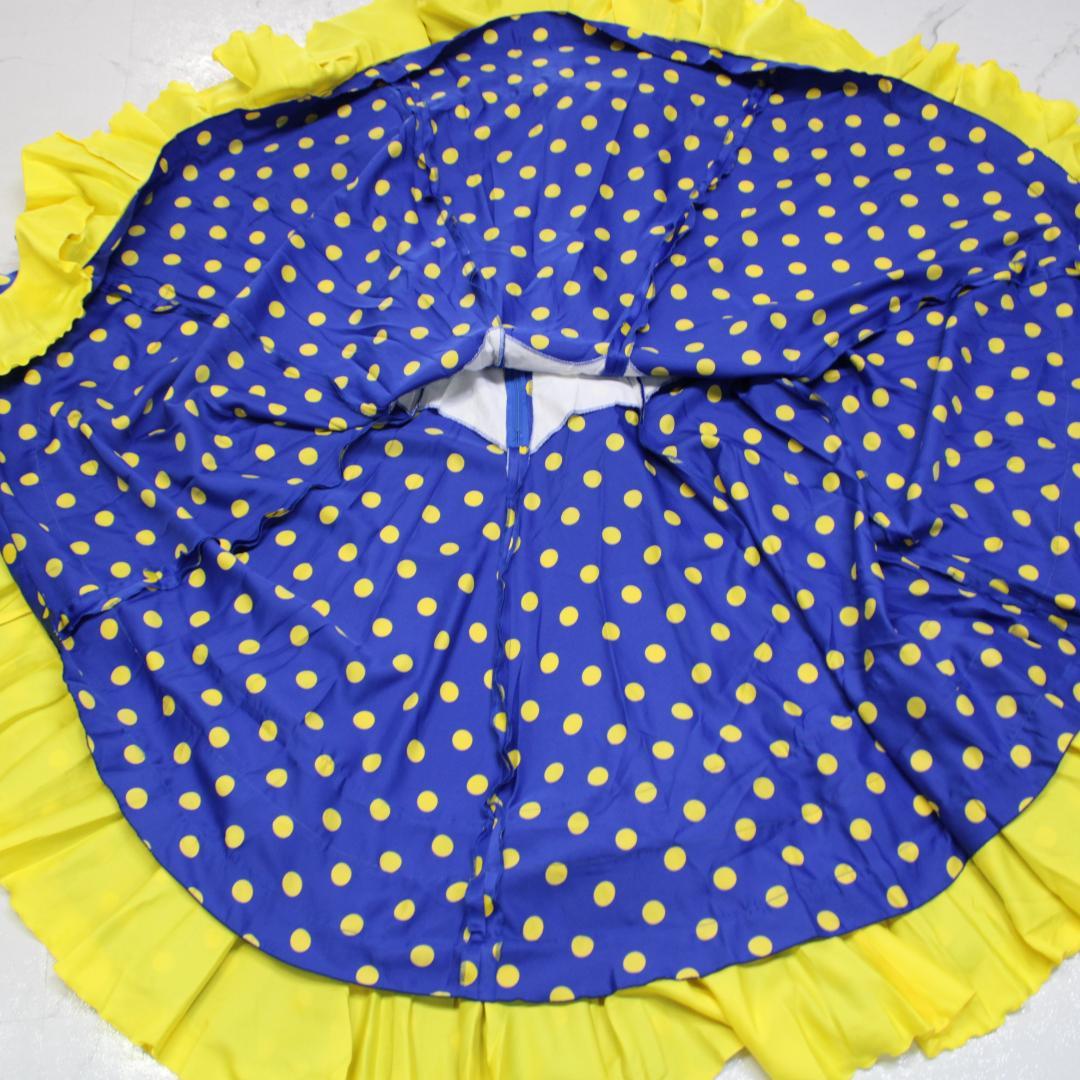 【フラメンコ衣装】ブルー×豪華ボランテ 上下セット ツーピース セットアップ 青