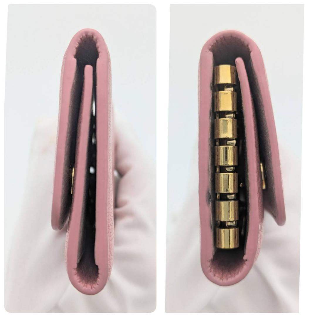 【極美品】MIUMIU ミュウミュウ レザー キーケース バイカラー　ピンク