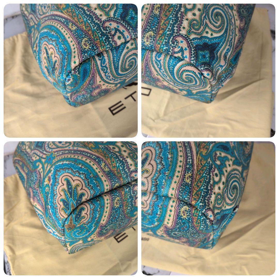 【極美品】エトロ☆ペイズリー　ポーチ付　ブルー系　エレガント　肩掛　トートバッグ