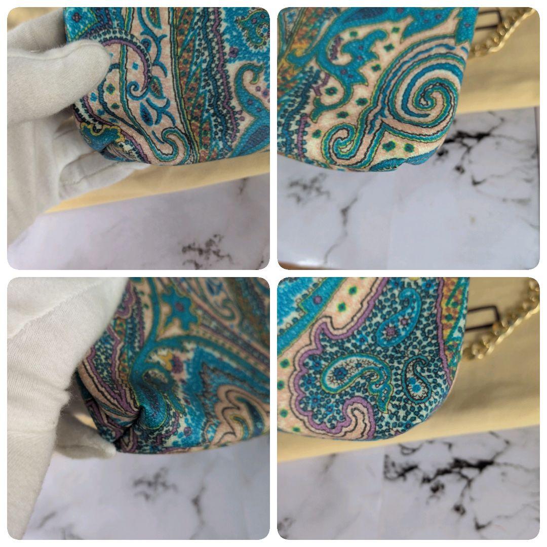 【極美品】エトロ☆ペイズリー　ポーチ付　ブルー系　エレガント　肩掛　トートバッグ