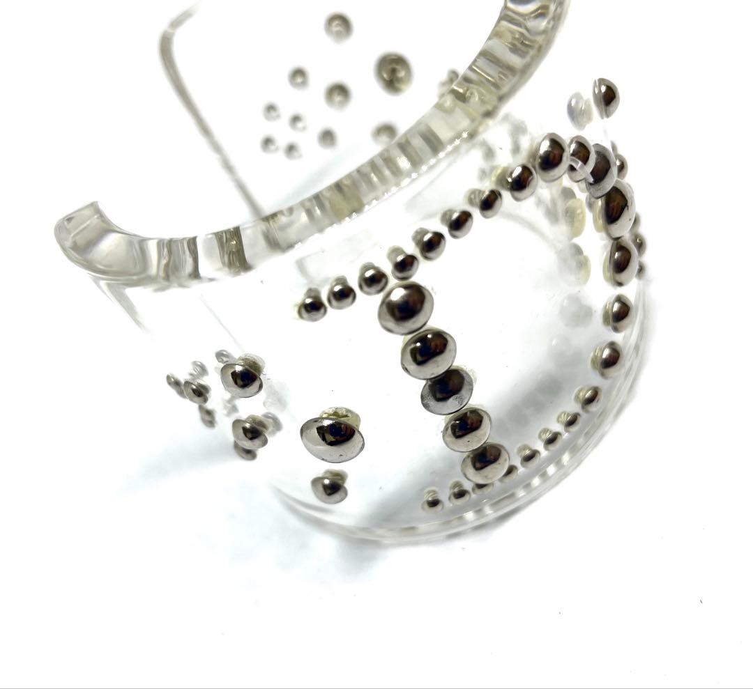 ディオール　バングル　クリア　スタッズロゴ　腕周り約18cm