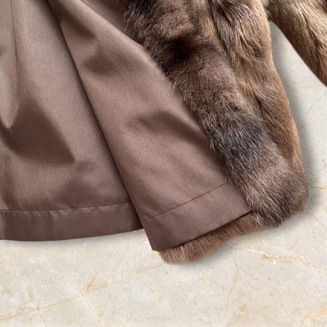 【新品・タグ付】ロリスファー コート シルク100% リバーシブル L ブラウン