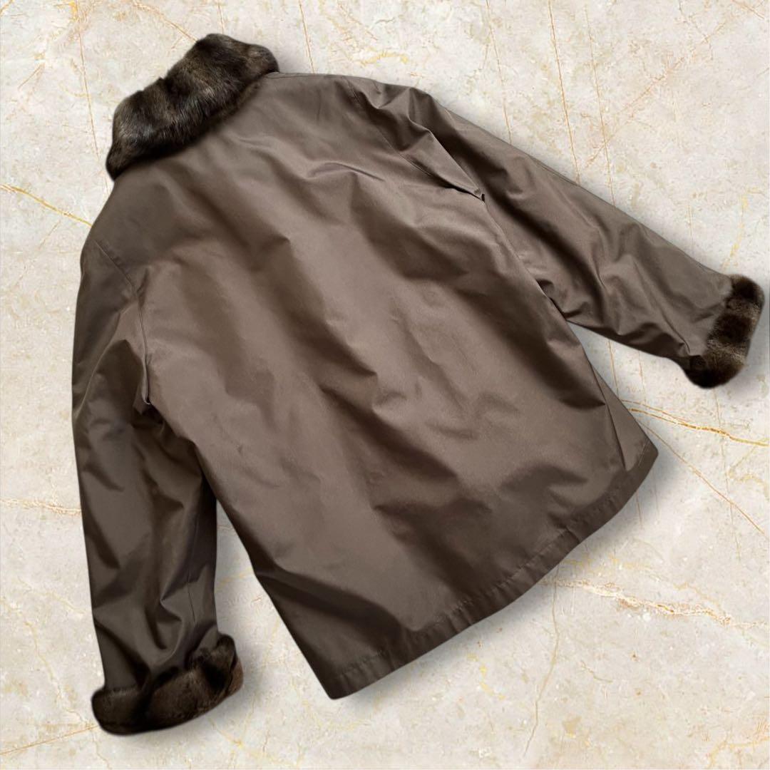 【新品・タグ付】ロリスファー コート シルク100% リバーシブル L ブラウン