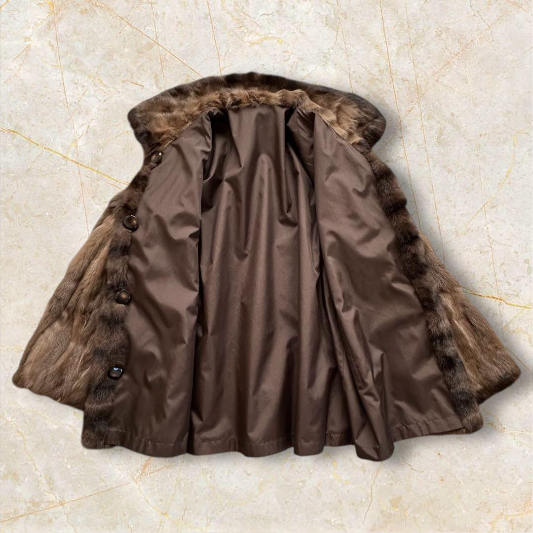 【新品・タグ付】ロリスファー コート シルク100% リバーシブル L ブラウン