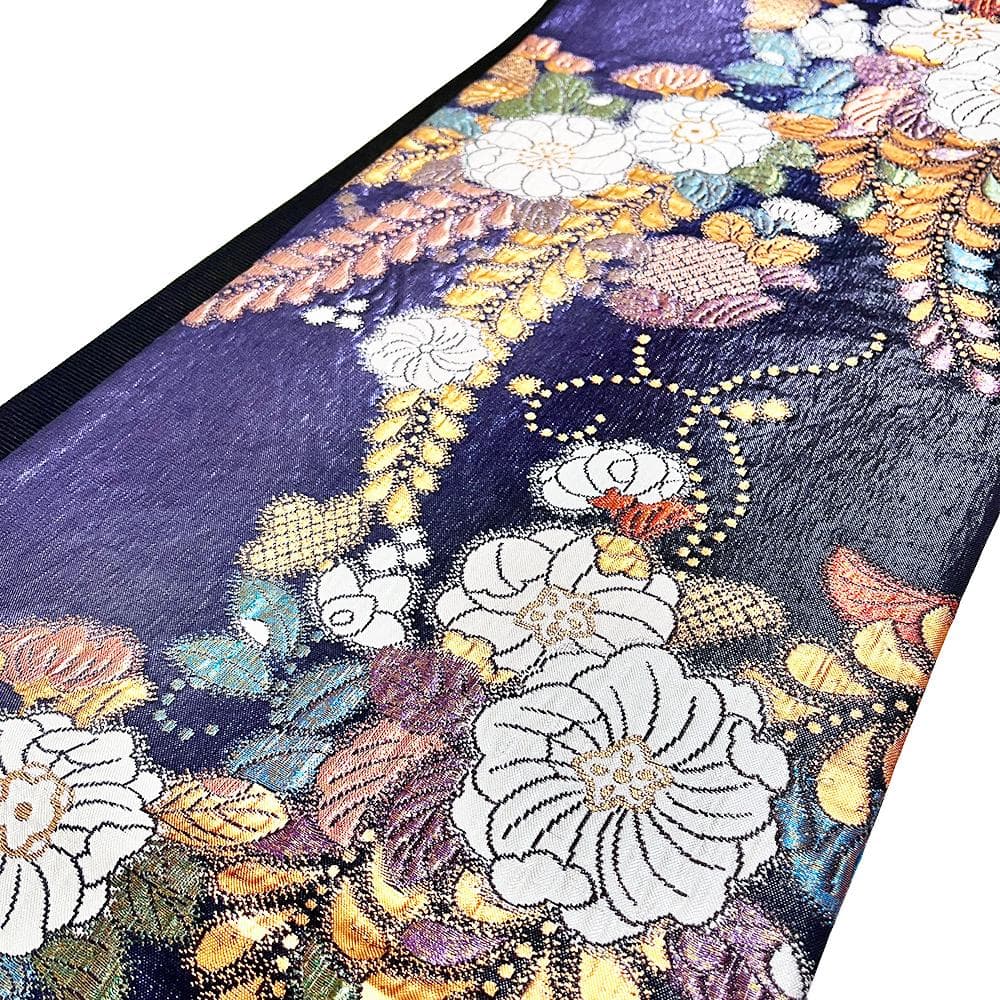 袋帯 辻が花 西陣織 正絹 引箔糸 六通 中古 No.ymo0107