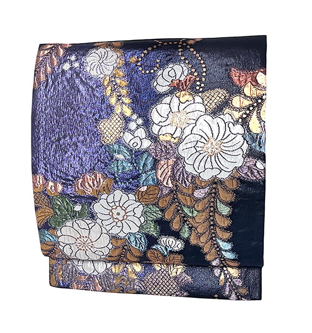 袋帯 辻が花 西陣織 正絹 引箔糸 六通 中古 No.ymo0107