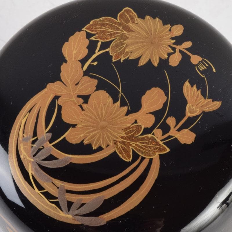 ゆき　茶道具　輪島塗　秀峰作　四君子文　棗　共箱　V　9166