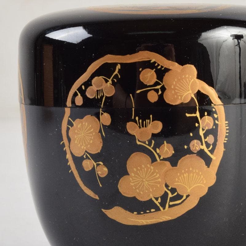 ゆき　茶道具　輪島塗　秀峰作　四君子文　棗　共箱　V　9166