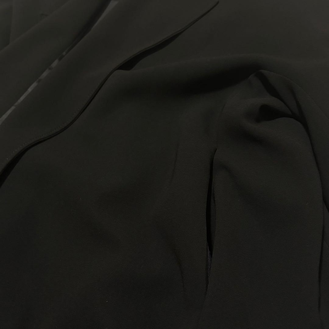 【極美品】DeuxiemeClasseトリアセジョーゼットノーカラーコート 黒