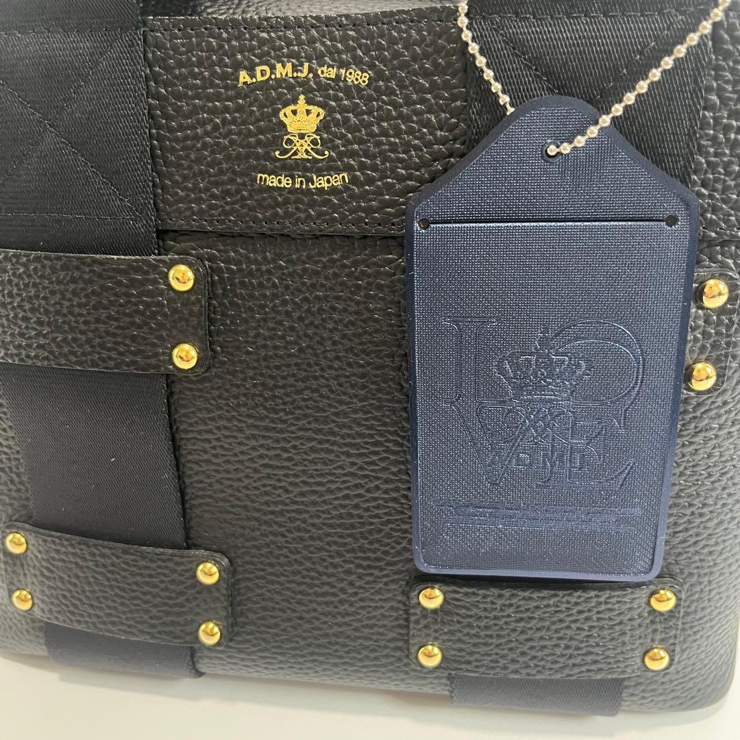 未使用級　A.D.M.J . デイリー　トートバッグ　レザー　ブラック　黒