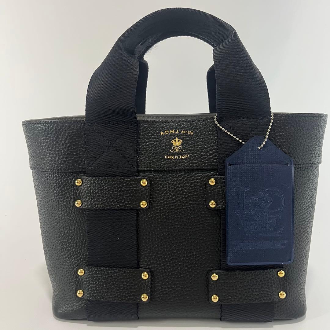 未使用級　A.D.M.J . デイリー　トートバッグ　レザー　ブラック　黒