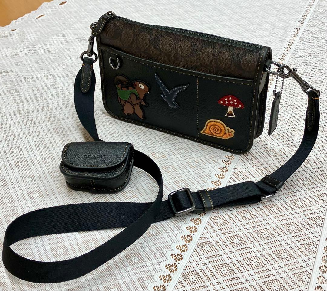 る*こ様 COACH/コーチ◆刺繍デザイン 小物入れ付 ショルダーバッグ◆多