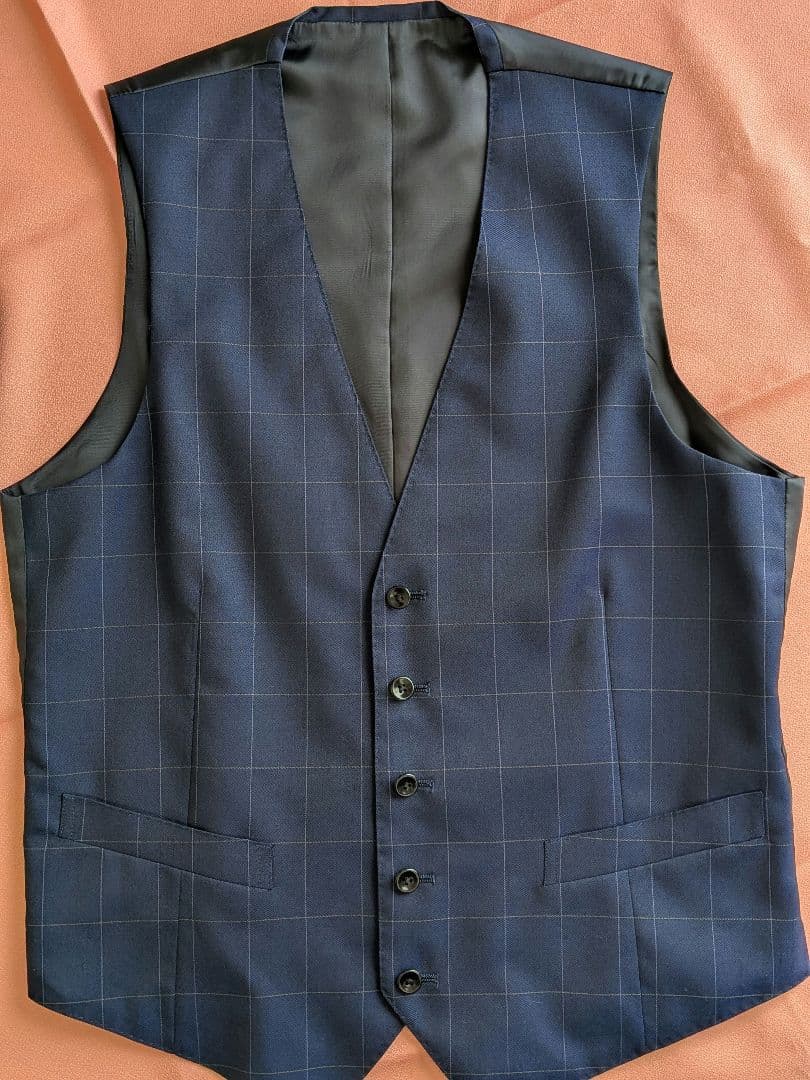 メンズ　スーツ　HILTON 紺　3点セット　A5