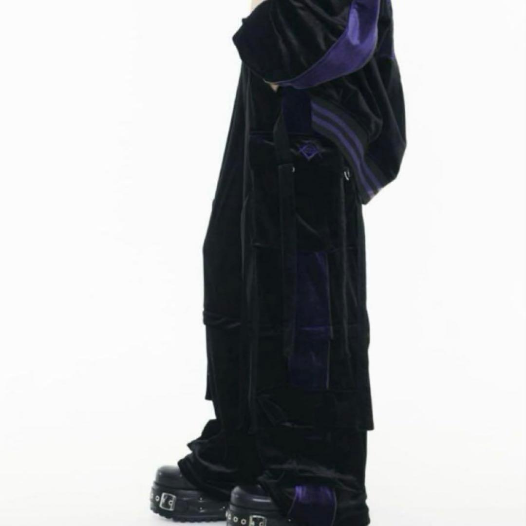 REFLEM/レフレム　2WAYワイド　ベロアカーゴパンツ　黒紫
