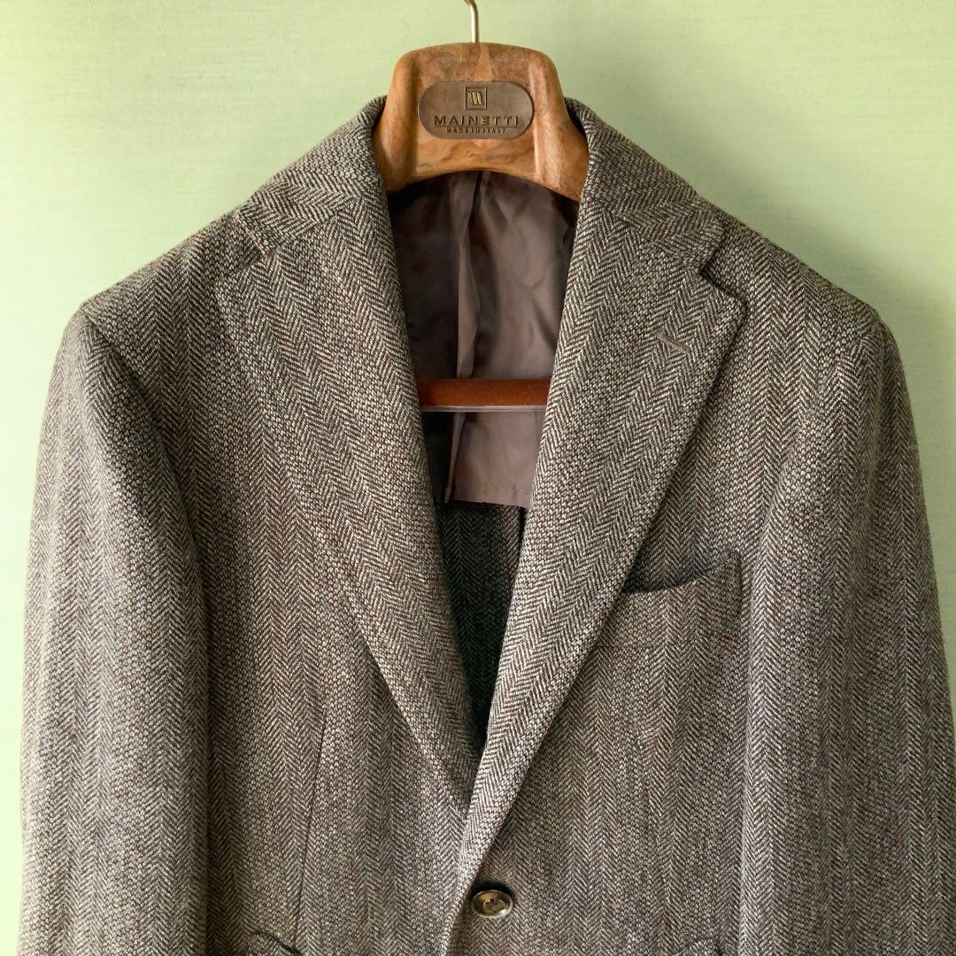 RING JACKETリングヂャケット チェスターコート42ウール ヘリンボーン