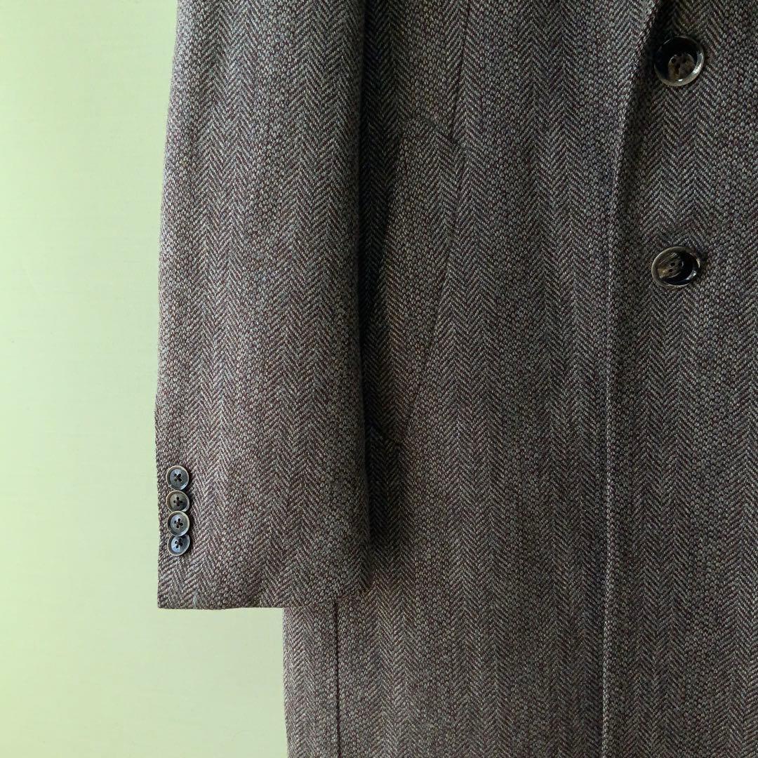 RING JACKETリングヂャケット チェスターコート42ウール ヘリンボーン