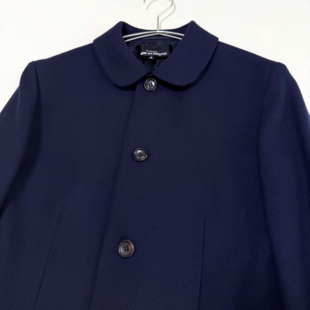 【トリココムデギャルソン】レースレイヤード風ジャケット（S）ネイビー　ウール