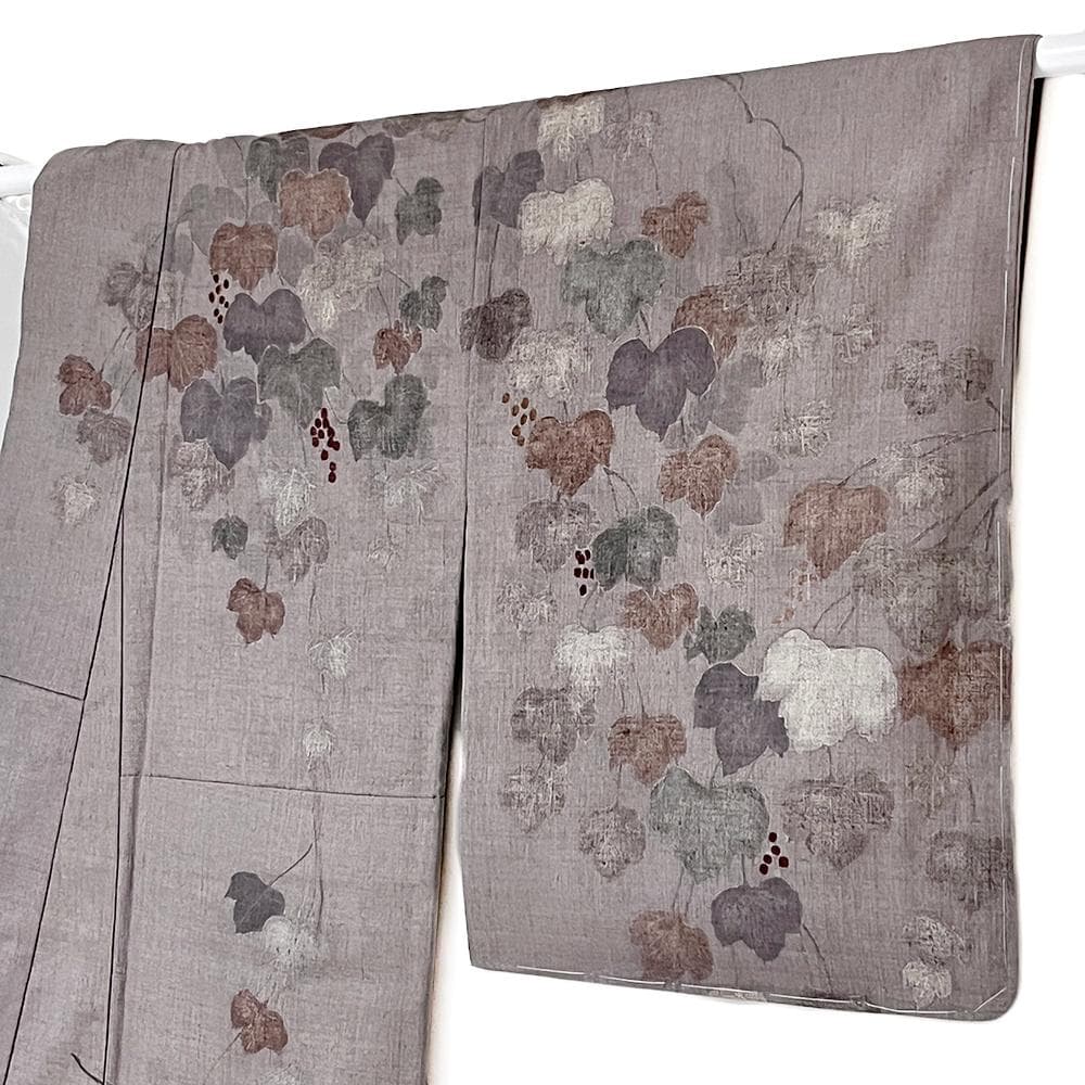 キリコまる様 リクエスト 重要無形文化財結城紬 手描友禅 葡萄 №ymk0050