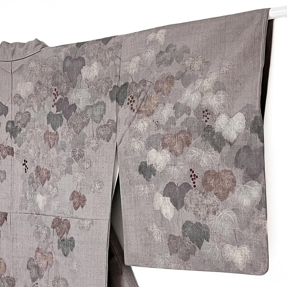 キリコまる様 リクエスト 重要無形文化財結城紬 手描友禅 葡萄 №ymk0050