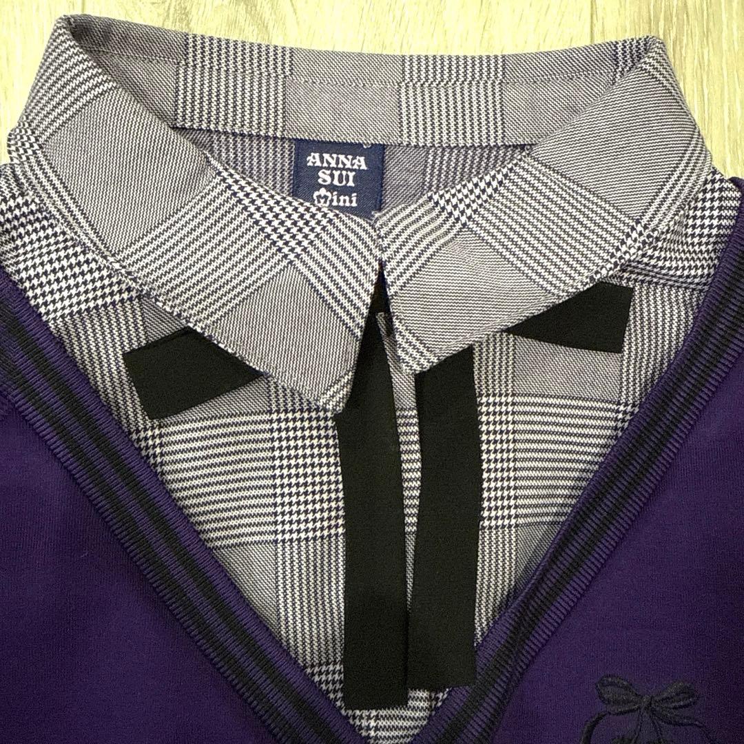 ANNASUI miniグレンチェックレイヤード風ワンピース