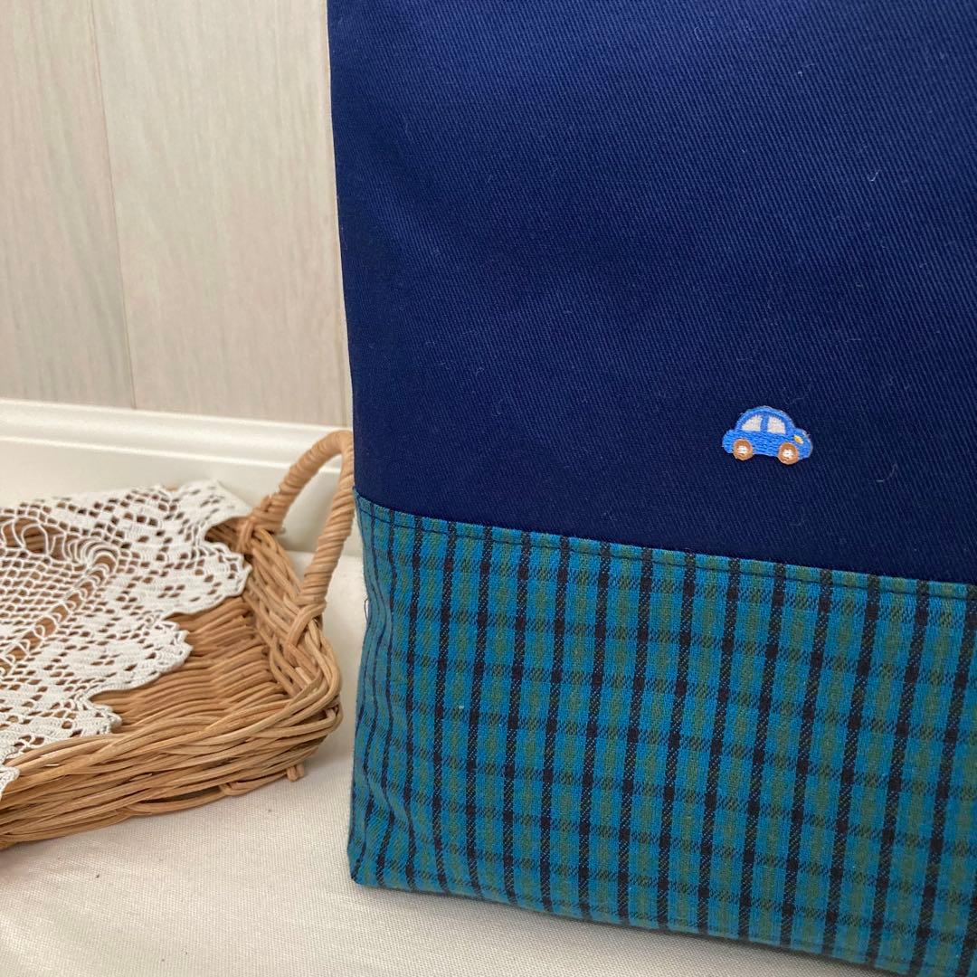 【現品限り】《ファミリアワッペン使用》通園通学グッズ　5点セット　チェック