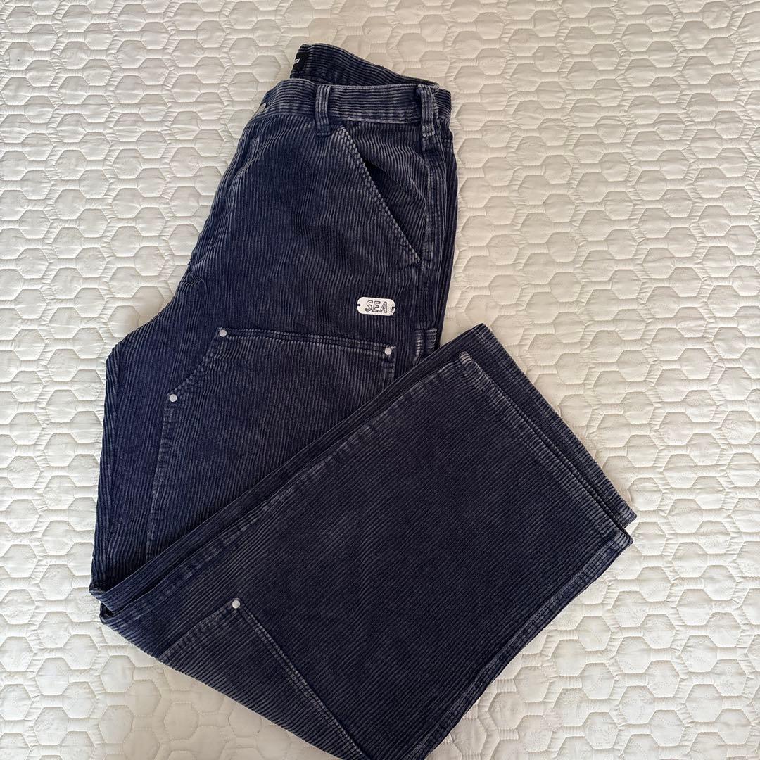 完売品ネイビーL Wash Corduroy W Knee Pant