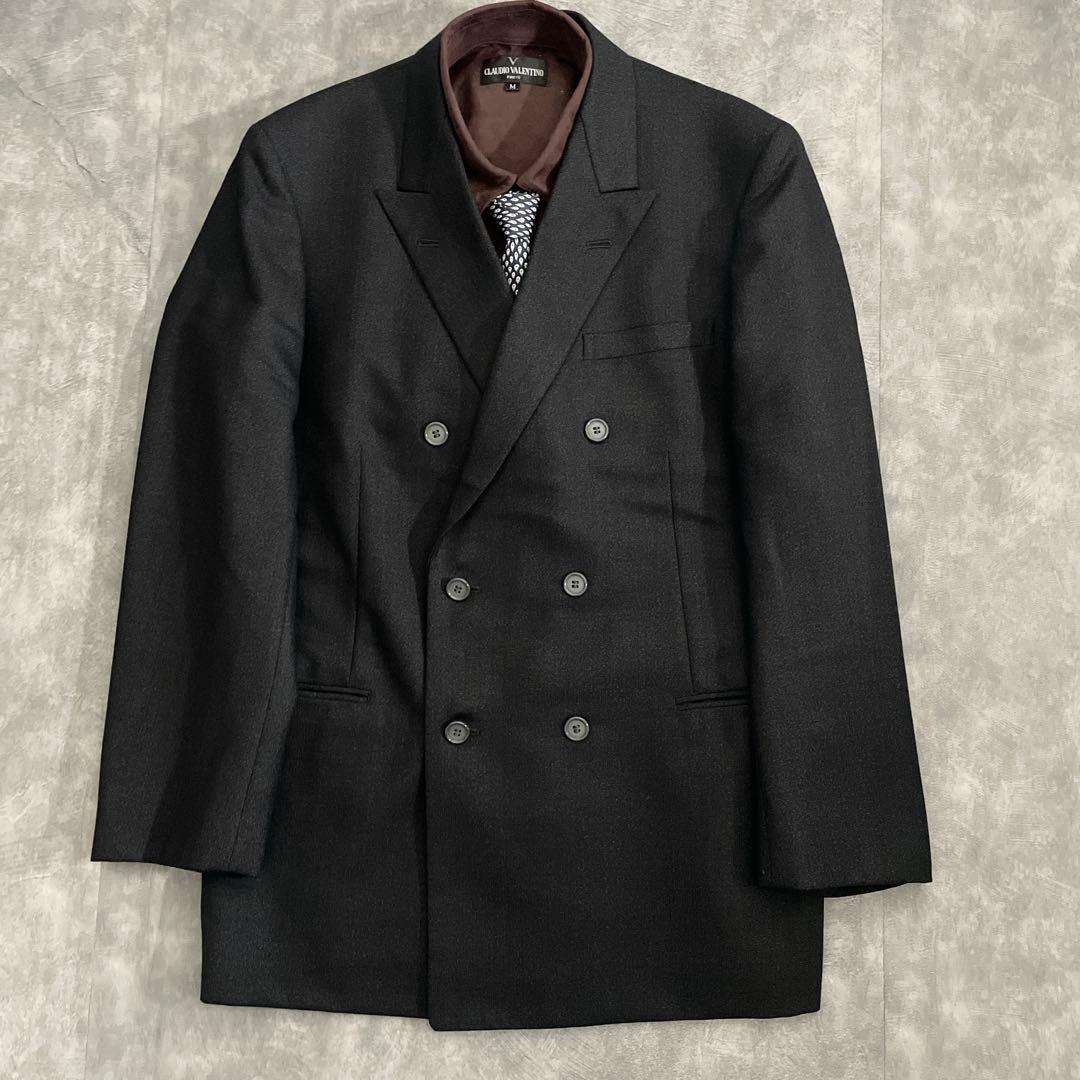 BVLGARIシルクネクタイ×LONNER純毛漆黒ダブルスーツ 成人式 卒業式